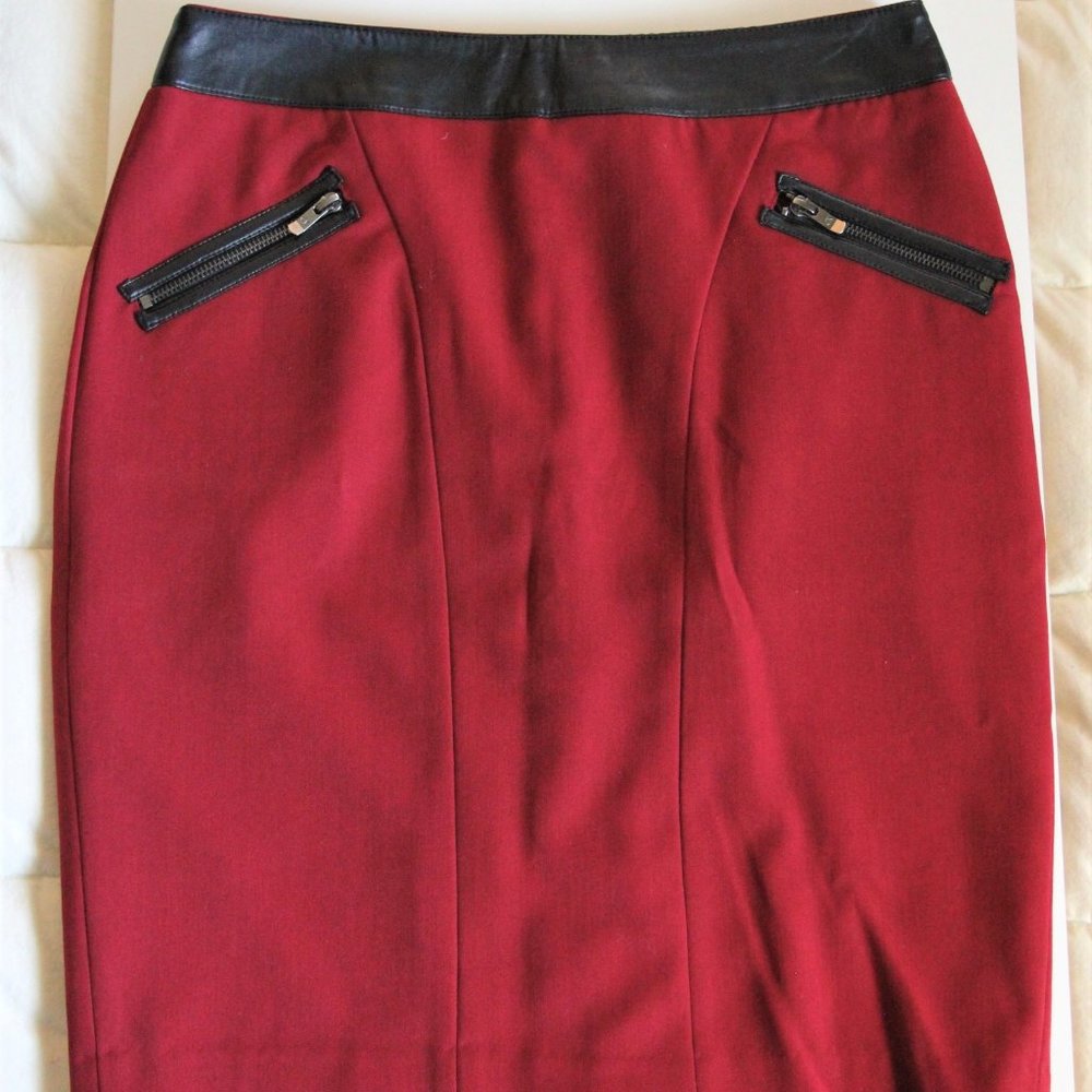 Calvin Klein Pencil Skirt with Faux Leather Sz8